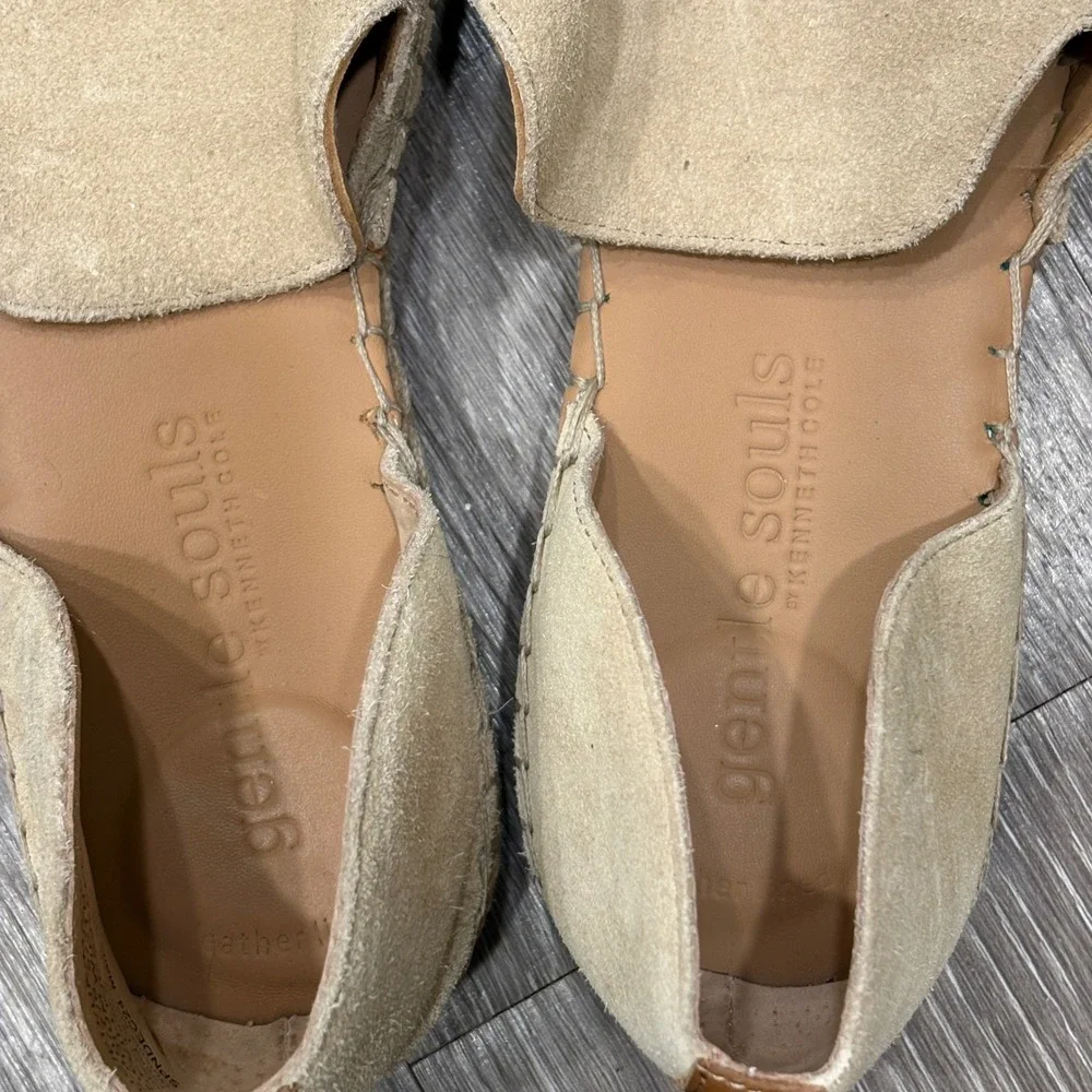 Gentle Souls Seville Leather Espadrille Warm Sand Suede Flats Sz 9 Boho Coastal